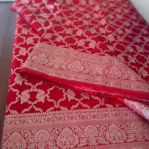 Red Banarasi Katan Silk Saree || Banarasi Saree || Saree Ships From USA||PiranUSA|| Festive Collections || Karwa Chauth Saree||