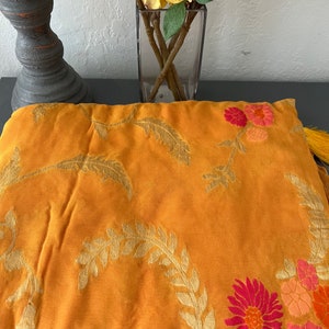 Yellow Pure Georgette Khaddi Saree|| Pure Banarasi SilkSaree || Saree Ships From USA || Piran USA ||