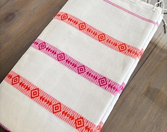 Boishakh Saree - White Handloom Cotton Saree: Tangail Woven Buti, Pastel Colors