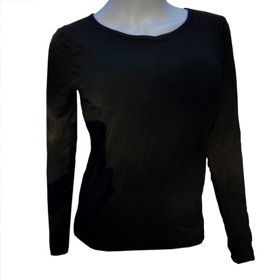 Women's Black Long Sleeve Shirt With Built in Bra -  UK