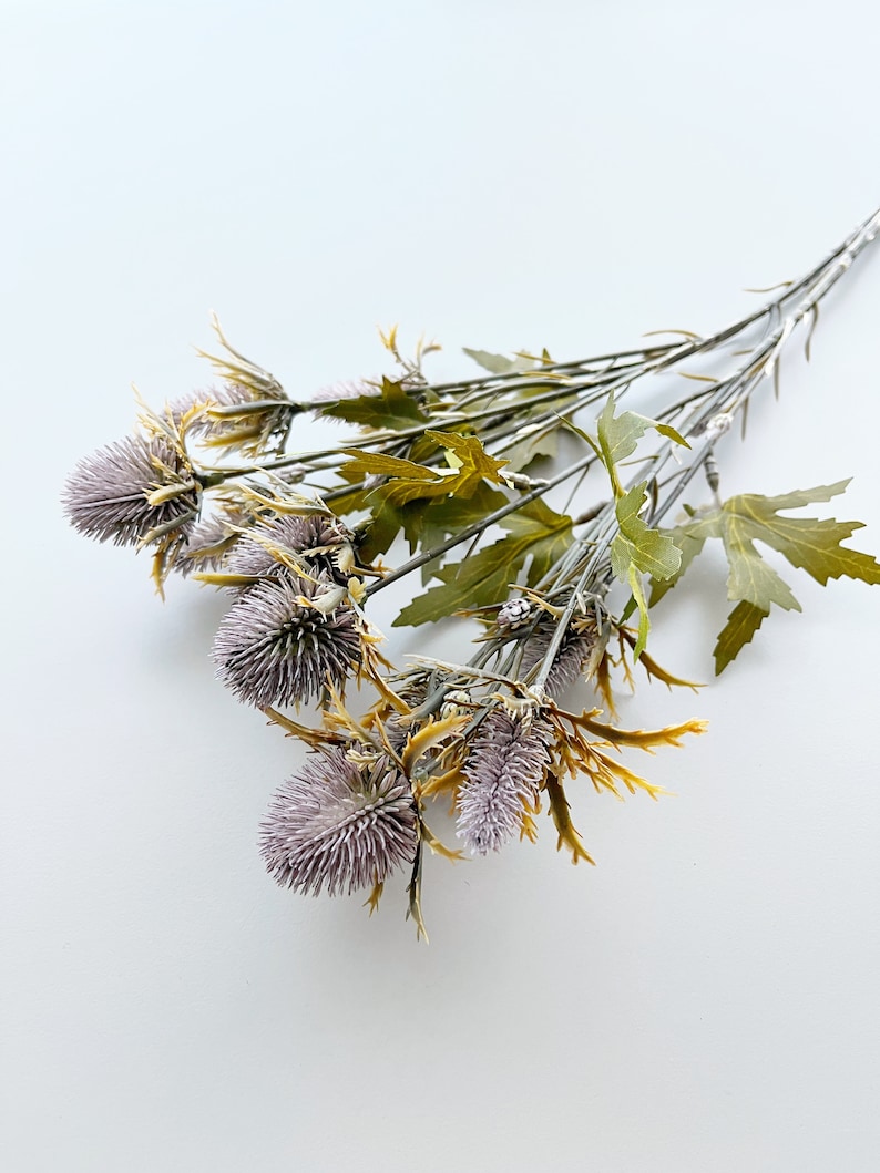Artificial Thistle Spray Silk Dry Look Thistle Stem Real Touch Scottish