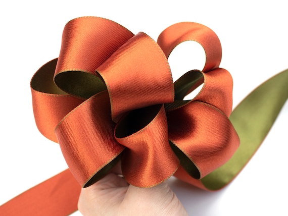 2m X Wire Edge Green and Orange Ribbon Bi-coloured Christmas | Etsy