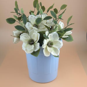 13 tiges de magnolia blanc en soie artificielle, faux herbe de magnolia en herbe