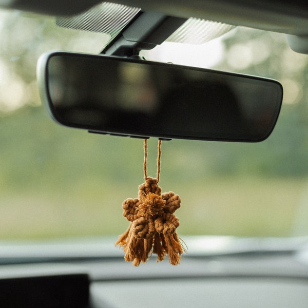 Macrame Car Charm | Mini Flower Mirror Hanger