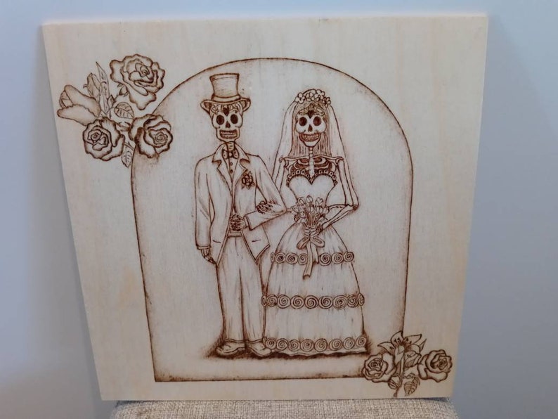 Eternal love wedding woodburning