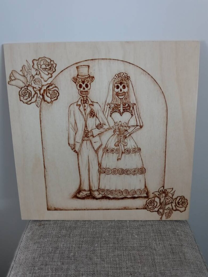 Eternal love wedding woodburning