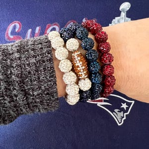 New England Patriots Football Bracelet, Football Bracelets, Sports Bracelets, Each Sold Separately