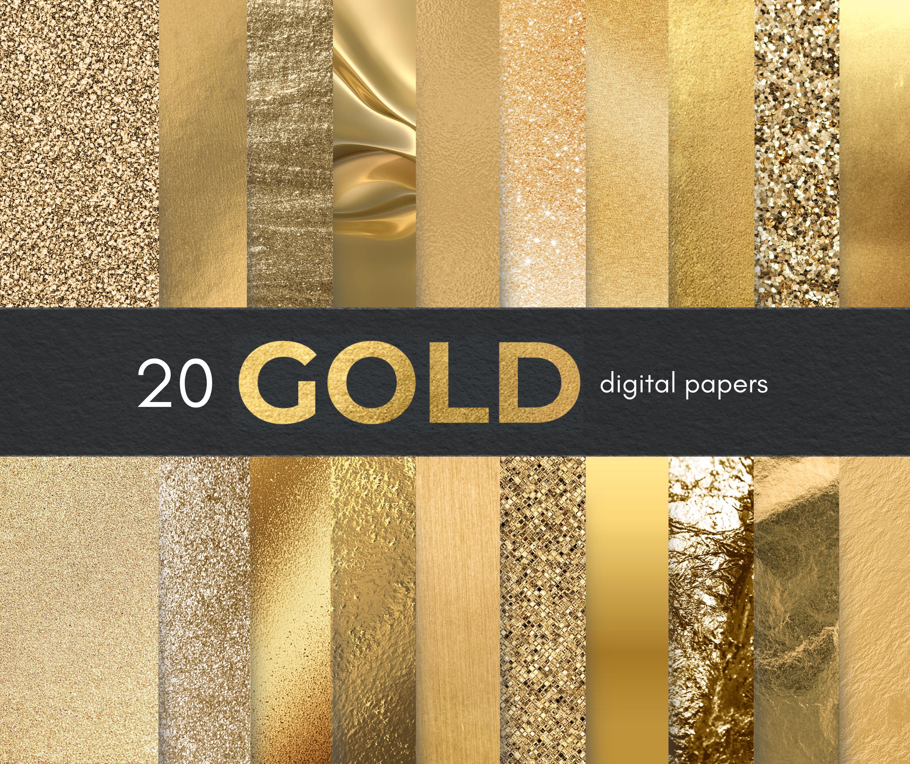 20 Gold Texture Digital Papers, Glitter & Foil (12x12" JPG) - Etsy