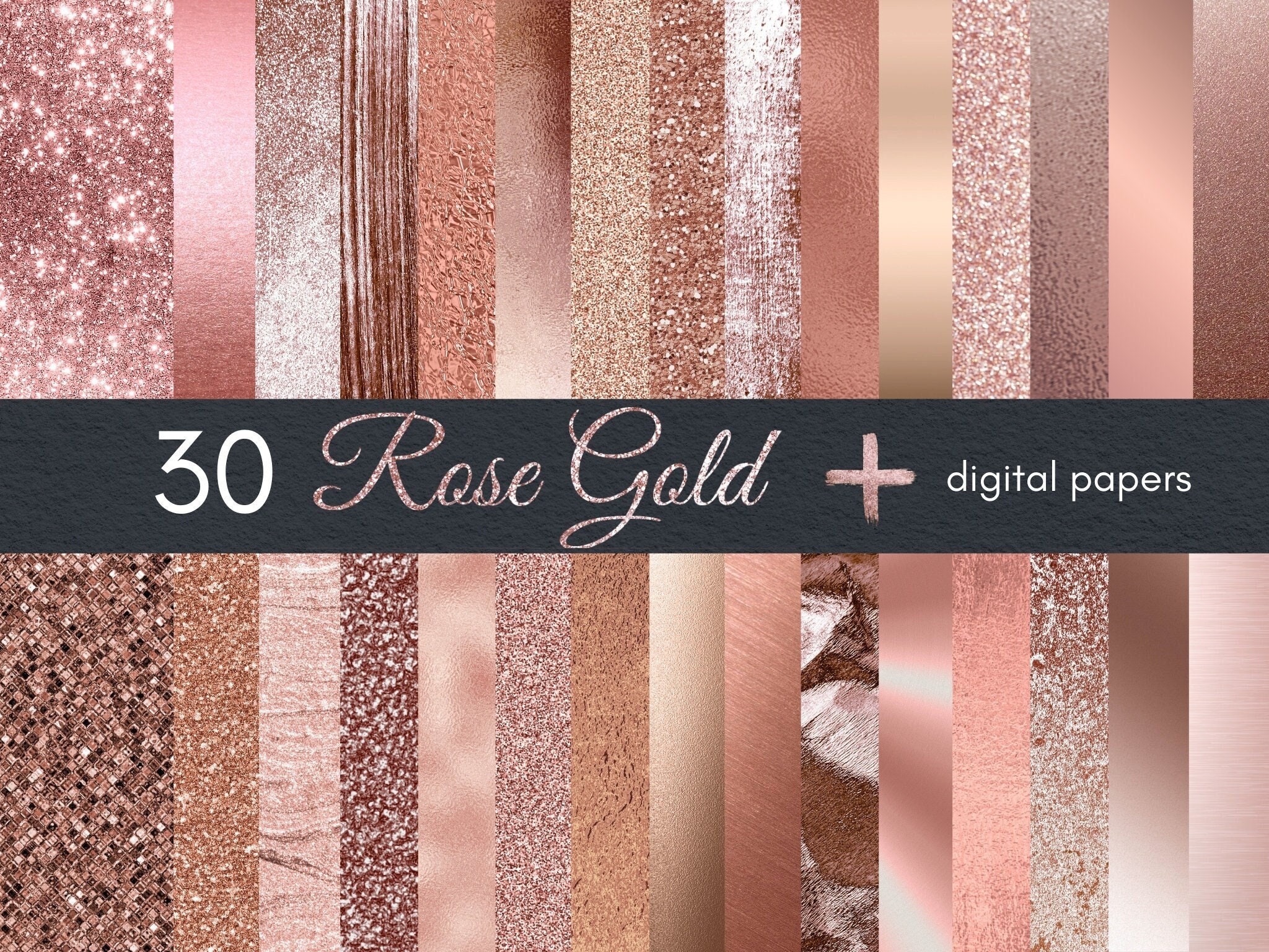 Rose Gold Digital Papers, Rose Gold Textures, Scrapbook Paper, Metallic  Texture for Photoshop, Rose Gold Background, Rose Gold Glitter 