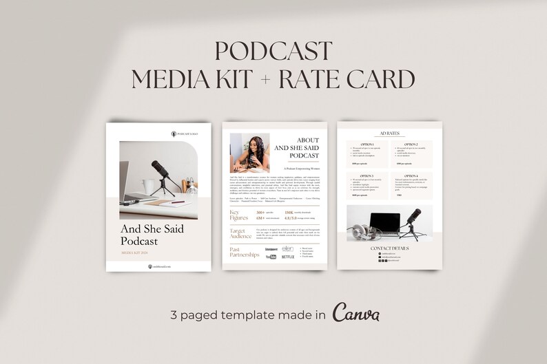 Podcast Media Kit Template Podcast Rate Card 3 Paged Neutral Tones Podcast Media Kit Template Podcast Rate Card 3 Paged Neutral Tones