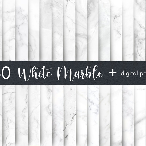 White Marble Digital Paper, Marble Digital Background, Stone Texture, Digital Scrapbook Paper, Marble Photoshop Backgrounds