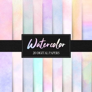 Pastel Watercolor Digital Paper, Gradient Ombre Background, Pastel Pink & Rainbow Soft Colors, Printable Scrapbook Paper