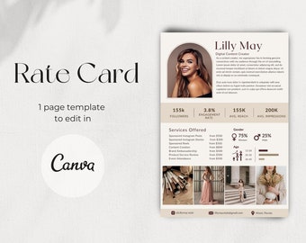 Influencer Preiskartenvorlage | Beige Modernes Design (Canva)
