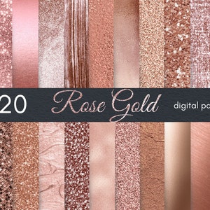 Rose Gold Digital Papers, Rose Gold Textures, Scrapbook Paper, Metallic Texture for Photoshop, Rose Gold Background, rose gold glitter