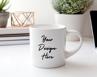 White Coffee Mug Mockup, Blank Mug, Tea Mug Mock Up, Blank Mug Mockups, SVG Mock Up, 11 oz Mug on a Working Desk Mockup Photos