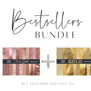 Rose Gold Digital Paper and Gold Digital Paper Bundle | Special Offer - Save 15% Off on Bestsellers | Metallic Textures for Photoshop