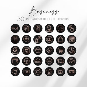 30 Instagram Highlight Covers for Business Black and Rose Gold Perfect ...