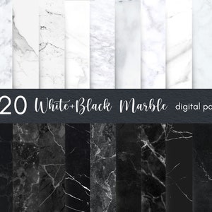 Papier numérique marbré, Fond marbré, Marbre blanc, Marbre noir, Textures de marbre noir et blanc, Texture de la pierre, Papier de scrapbooking