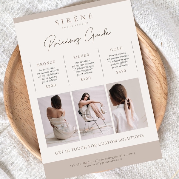 Photography Pricing Guide Template | Photo Studio Pricing Guide Canva Template | Photographer Price List Template | Minimalist Rate Card