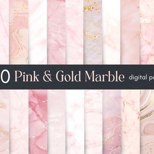 Pink and Gold Marble Background, Pink Marble Digital Paper, Rose Gold Marble Texture, Digital Scrapbook Paper, Photoshop Backgrounds