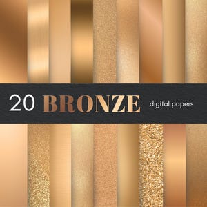 20 Bronze Digital Papers, Bronze Metallic Digital Backgrounds, Bronze Foil, Digital Scrapbook Paper, Bronze Textures, Bronze Gradients