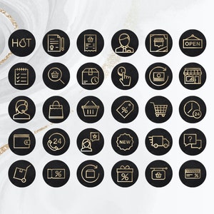 30 Instagram Highlight Covers for Business Black and Gold Highlight ...