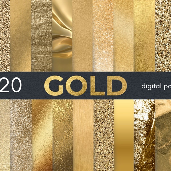 Gold Digital Papers | Gold Textures | Scrapbook Paper | Metallic Texture for Photoshop | Gold Background | Gold Glitter | Golden Texture