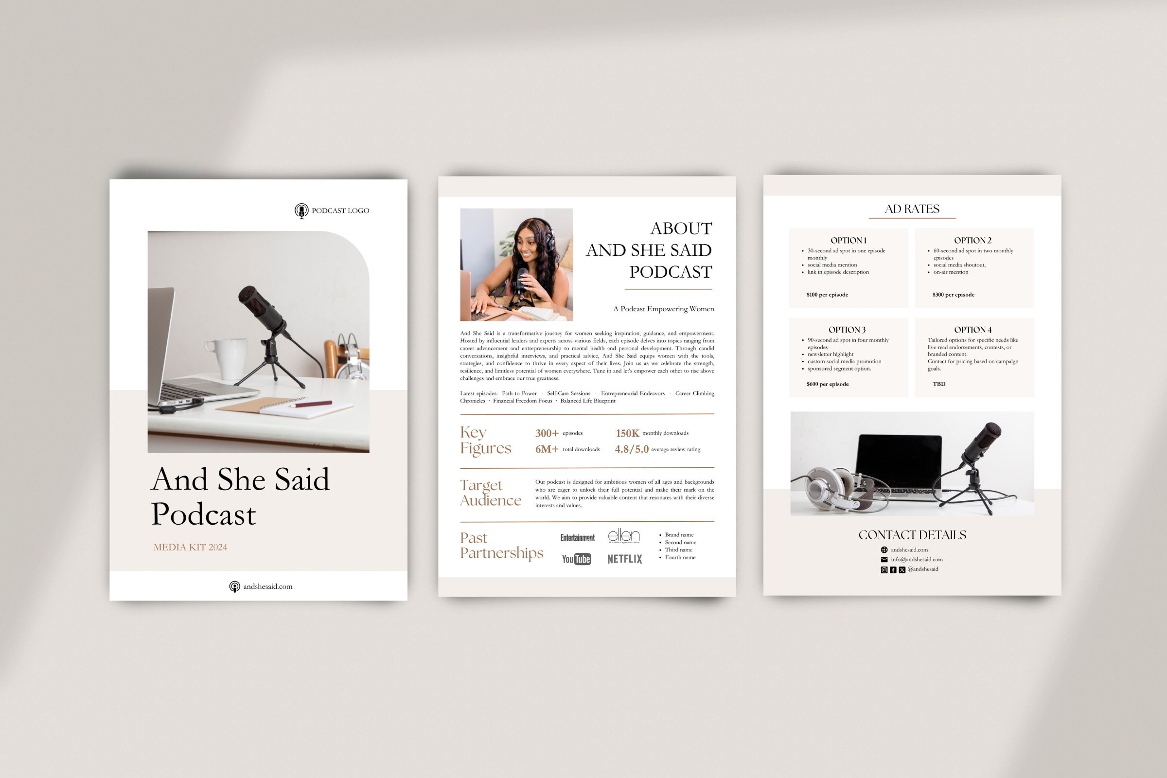 Podcast Media Kit Template Podcast Rate Card 3 Paged Neutral Tones Podcast Media Kit Template Podcast Rate Card 3 Paged Neutral Tones