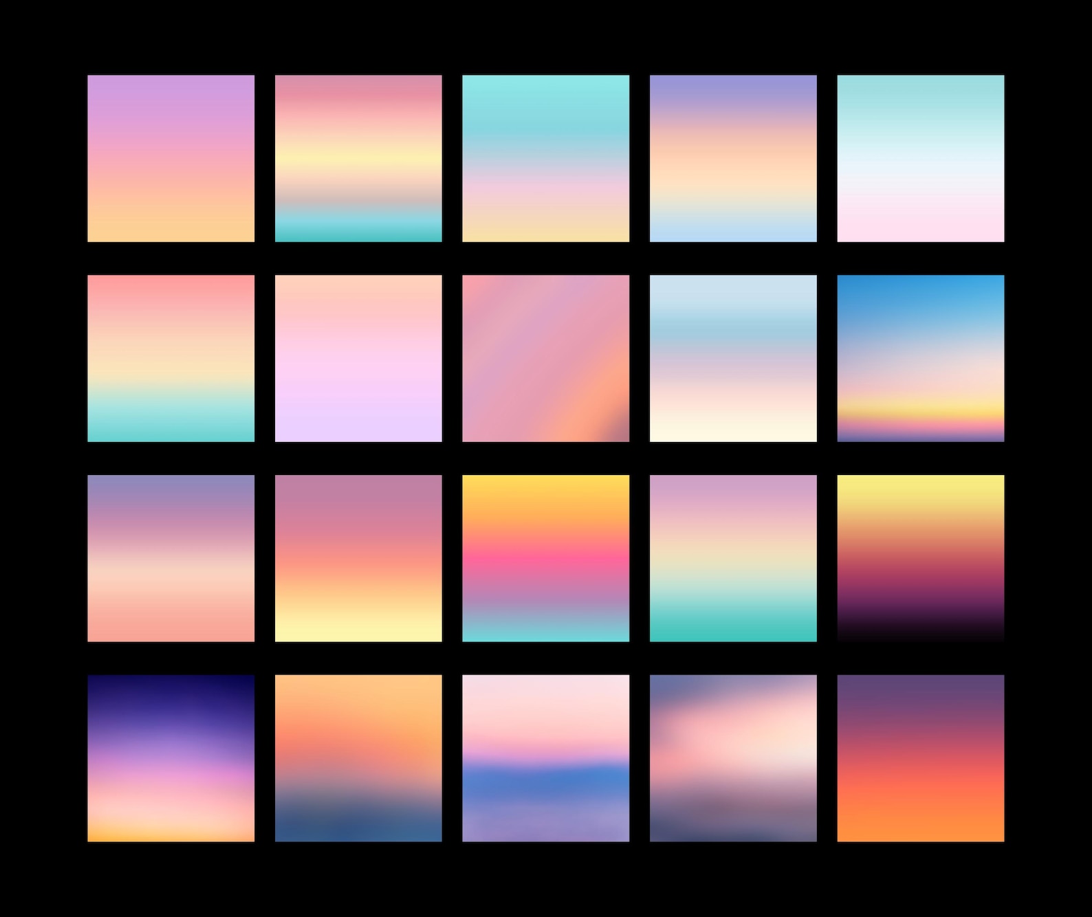 20 Sunset Gradients Digital Paper, Sky Gradient, Sunset Ombre Abstract ...