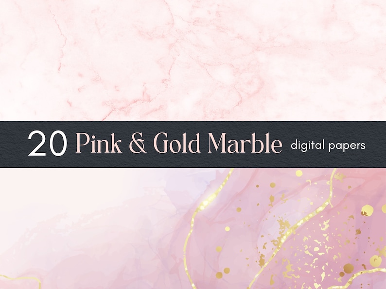 Pink and Gold Marble digital papers