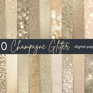 Champagne Gold Glitter Digital Papers Glitter Textures Gold Glitter Background Metallic Glitter Texture for Photoshop Glam Texture image 1