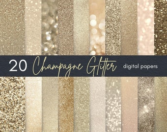 Champagne Gold Glitter Digital Papers | Glitter Textures | Gold Glitter Background | Metallic Glitter Texture for Photoshop | Glam Texture