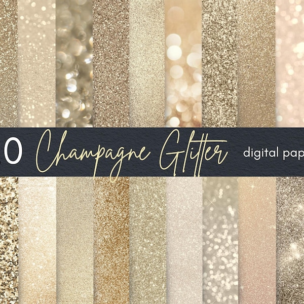 Champagner Gold Glitter Digitale Papiere | Glitzer Texturen | Gold Glitzer Hintergrund | Metallische Glitzer Textur für Photoshop | Zauberhafte Textur