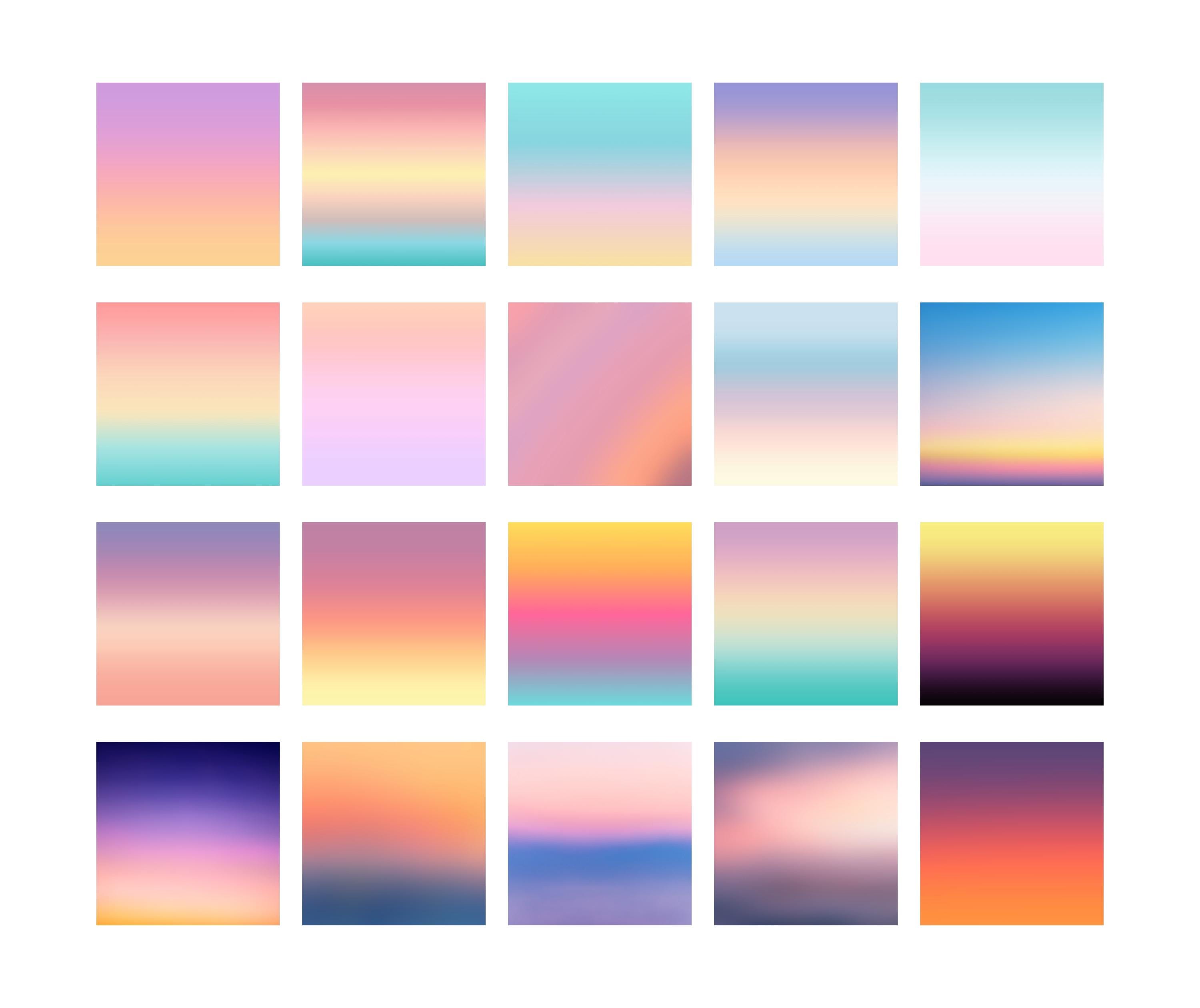 20 Sunset Gradients Digital Paper, Sky Gradient, Sunset Ombre Abstract ...