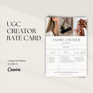 Tabela de preços de UGC, modelo de tabela de preços para criadores de UGC, planilha de preços para criadores de conteúdo gerado pelo usuário, modelo de UGC para Canva, planilha de preços para criadores de conteúdo