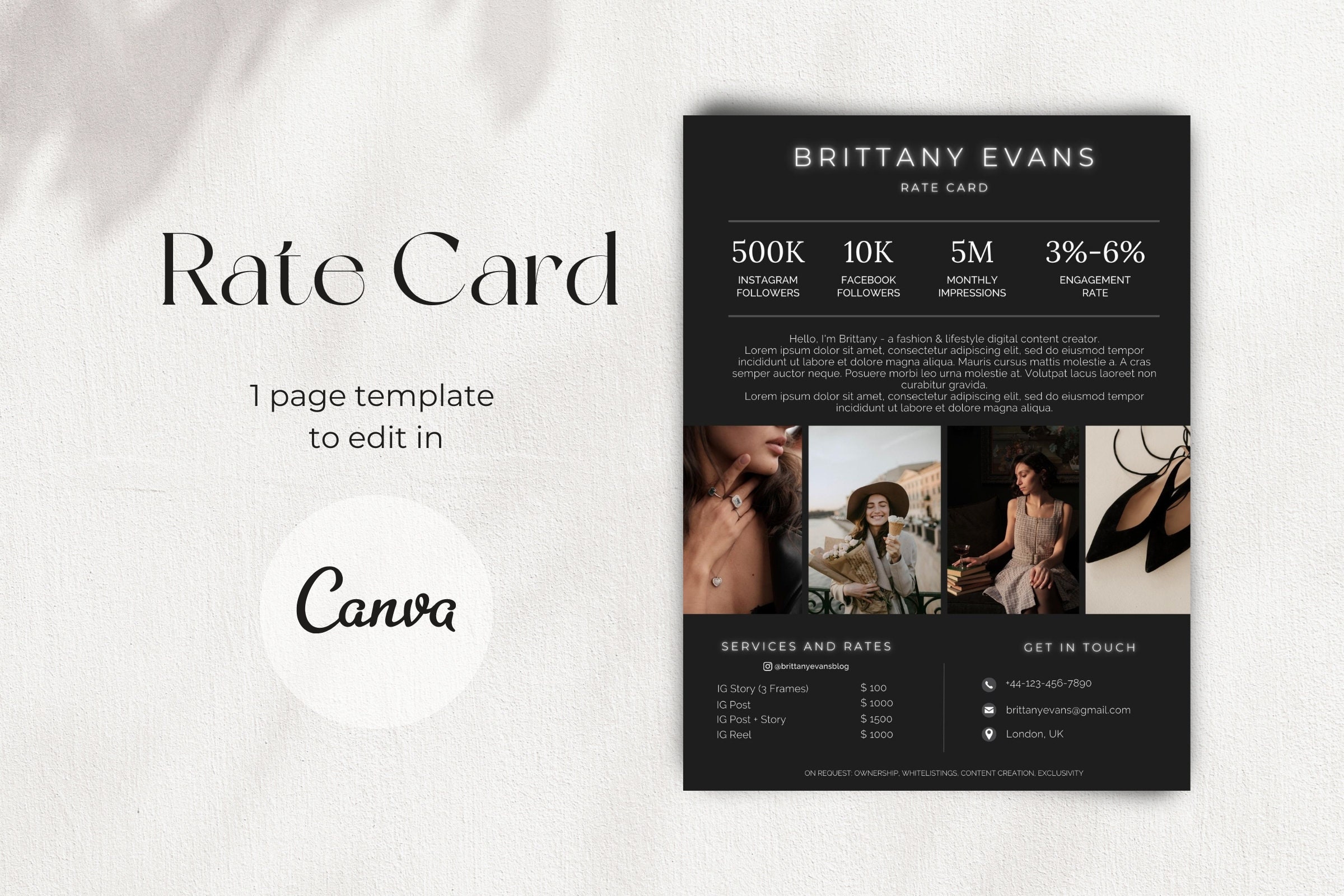 Sample Rate Card Influencer Sample Rate Card Influencer