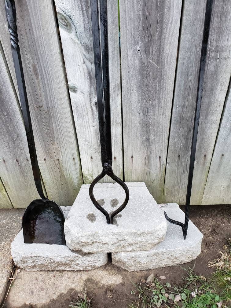 Fireplace Fire Pit Tool Set Fire Tongs Fire Poker Shovel Etsy