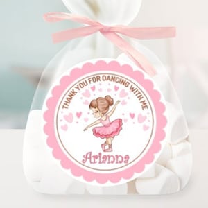 Personalized Ballet Birthday Stickers, 20 Piece Sheet Of Matte White Round 2&quot; Stickers, Gift Box Stickers, Party Favor Sticker, Gift Bag