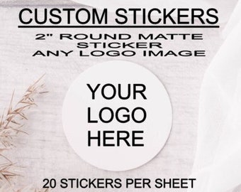 Custom Stickers, Your Business Logo Stickers 20 Piece Sheet Of Matte White Round 2" Sticker, Logo Stickers, Business Packages Sticker