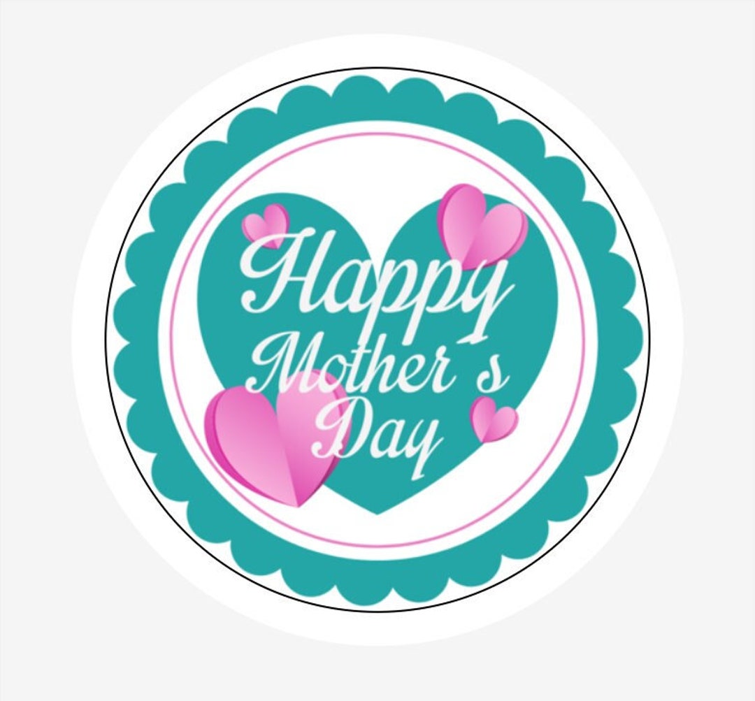Happy Mother's Day Stickers, 20 Piece Sheet of Matte White Round 2 ...