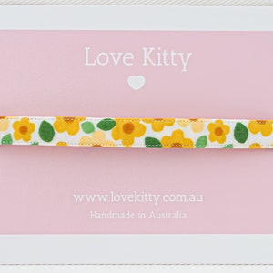 Sunny Days Cat Collar - Australian Made, Luxury accessory, Safety Release clasp, Customisable, Handmade, Kitten , Adult