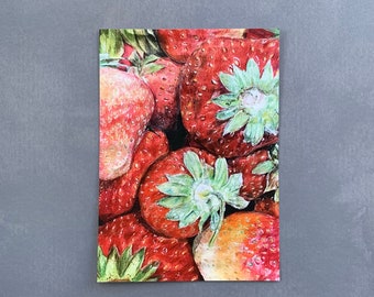 Carte postale d'été aux fraises pour les amateurs de fruits et les amateurs d'été !