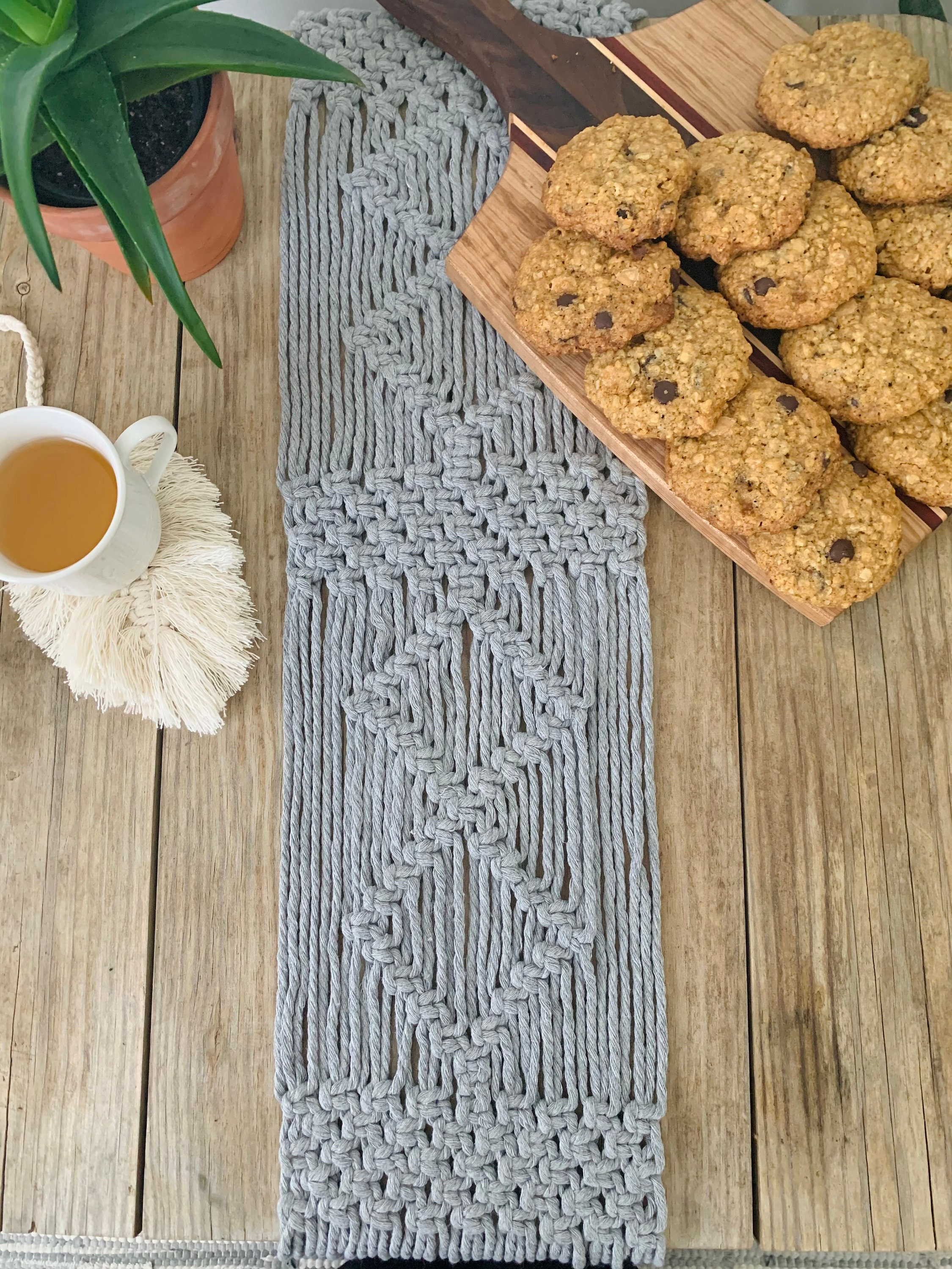 Macrame Table Runnertable Runner Boho Handmade Macrame Etsy