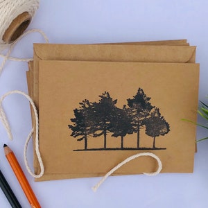 Tarjetas estampadas a mano, tarjetas modernas, tarjetas en blanco, tarjetas de felicitación, paquete de cuatro tarjetas diferentes con sobre estampado, tarjeta boho, paquete de tarjetas de regalo