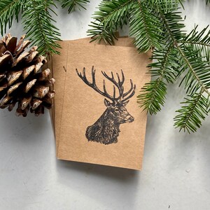 Buck Winterkarten,Einfache Karten mit gestempelten Umschlägen,Naturkarten,Grußkarte,Hirschkarten,Karten für Ihn,handgemachte Karten,Kartenset