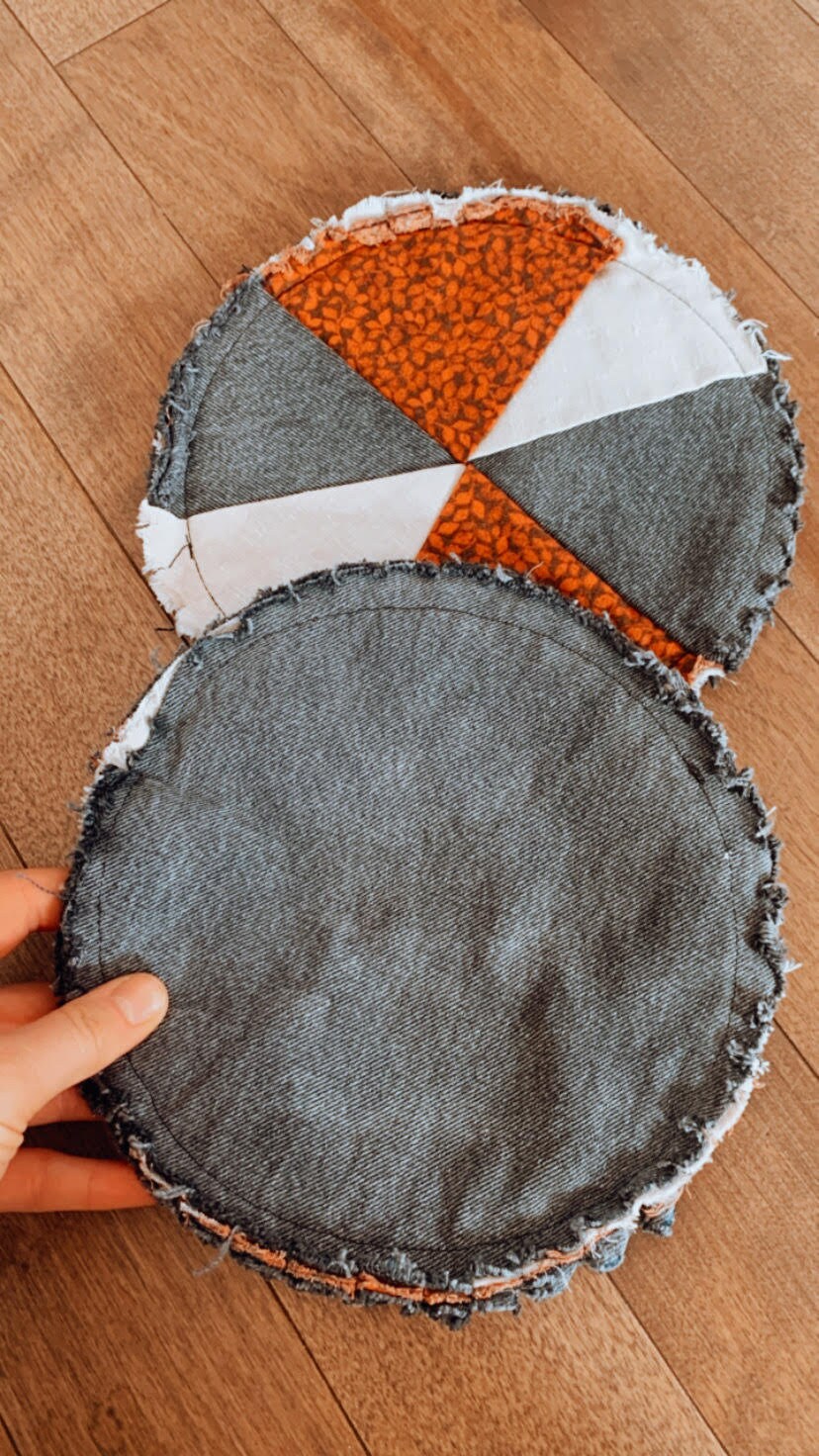 Denim Potholders,set of 2 Hot Pads,recycled Jean Potholders,denim