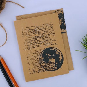 Pack de quatre cartes tamponnées à la main, cartes modernes, cartes blanches, cartes de vœux, paquet de quatre cartes différentes avec enveloppe estampillée, carte boho
