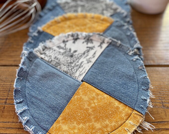 Set of 2 Hot Pads,denim Potholder, Recycled Jean Potholders,denim