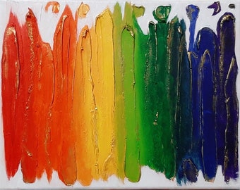 Original acrylic mixed media painting, “Pride”, 11” x 14” on stretched canvas, rainbow art, LGTBQIA+, gift idea