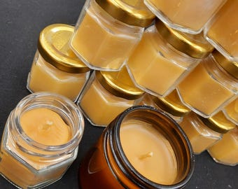 Beeswax Candle in Glass Jar: Scented with Essential Oils